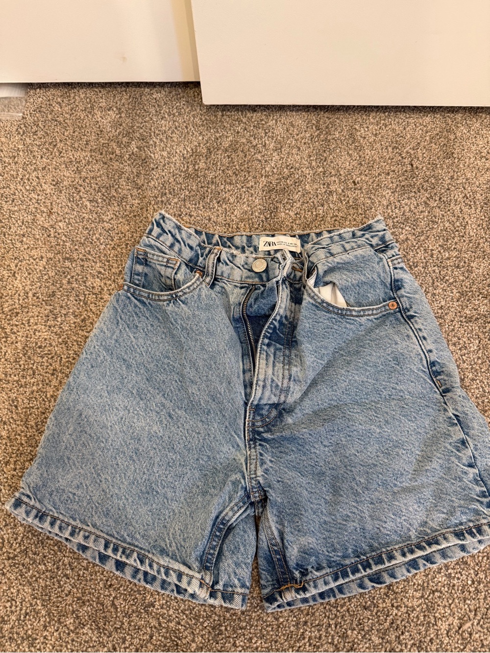 ZARA Light Wash Blue Denim Shorts